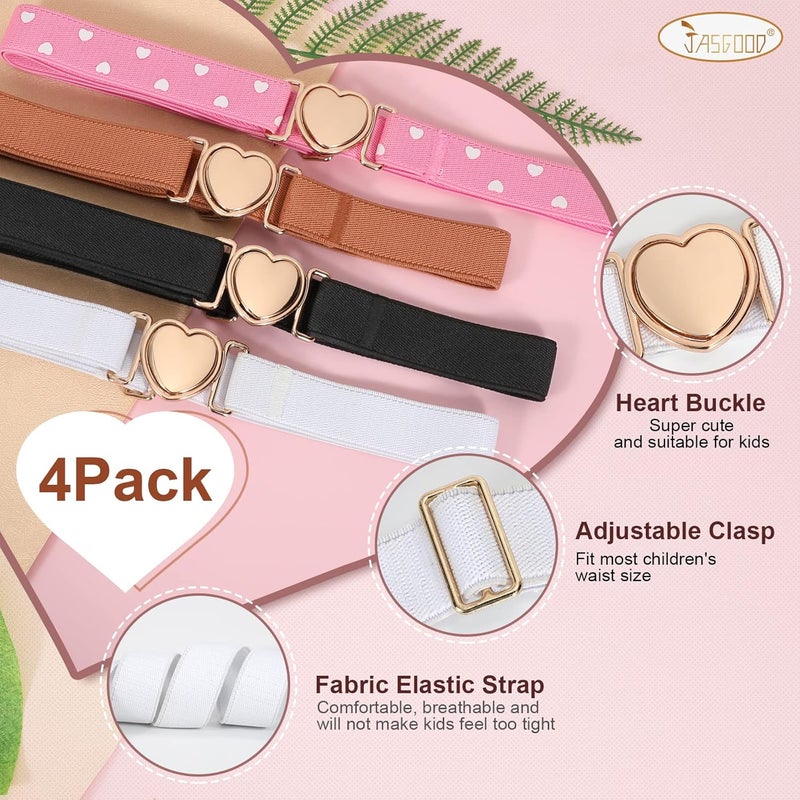 Jas. Good Elastic Belts for Toddler Kids Adjustable Boys Girls Teens Stretch Belts with Heart Buckle for Back to School - Image 3